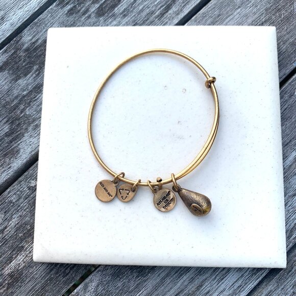 Alex and Ani – Golden Pink Teardrop Crystal Charm Bangle – Russian Gold Finish - Picture 2 of 2